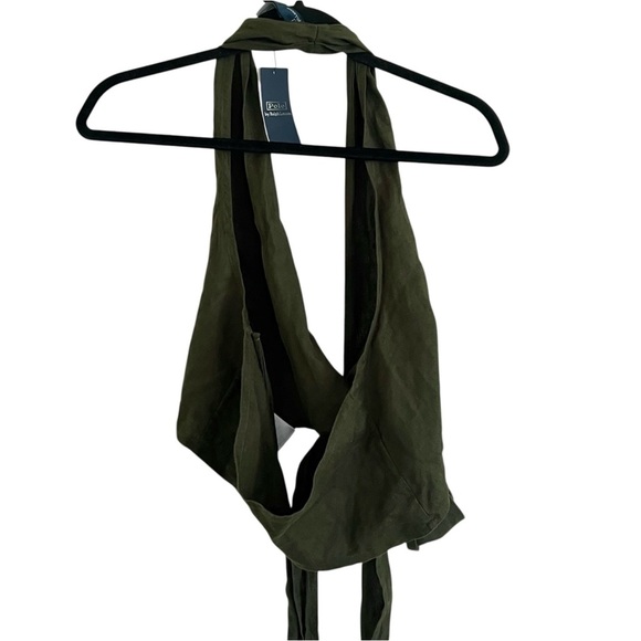 Polo Ralph Lauren Green 100% Linen Tie Waist Halter Top Small - Picture 3 of 9